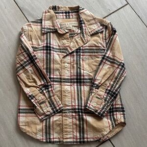 Kids Plaid Shirt - Tan and Black